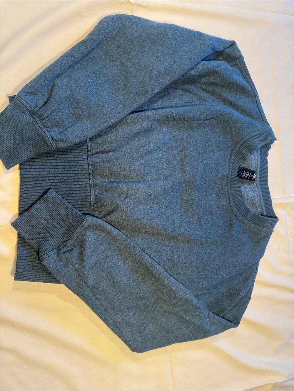 90 Degree By Reflex Heather Blue Crewneck Pullover Cropped sweatshirt